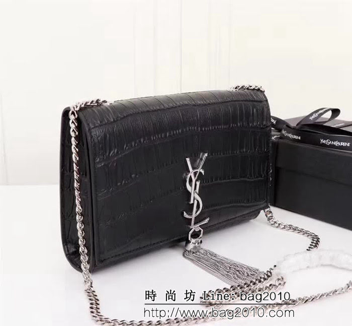 YSL聖羅蘭 專櫃最新V紋皮 金色五金扣 可拆卸鏈條 小挎包 27720 YAS1275